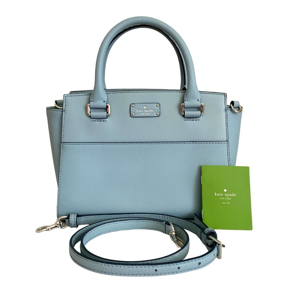 Kate Spade Light Blue Leather Satchel Crossbody Top Handle Bag